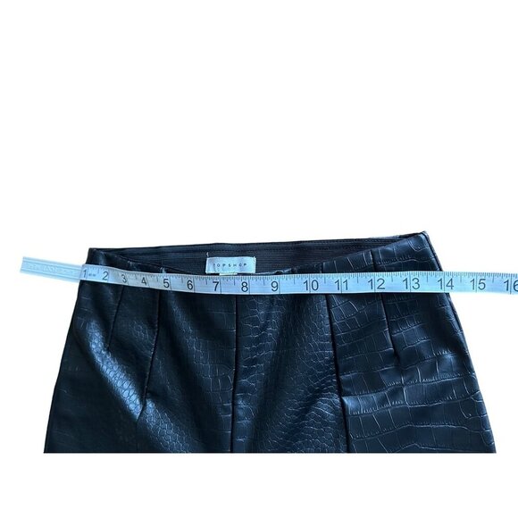 Top Shop Faux Crocodile Embossed Black Straight Leather Leg Pants  - Size 2 READ - Picture 6 of 11